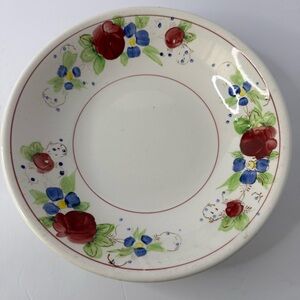 Elegant Floral Dinner Plate with Red and Blue Accents